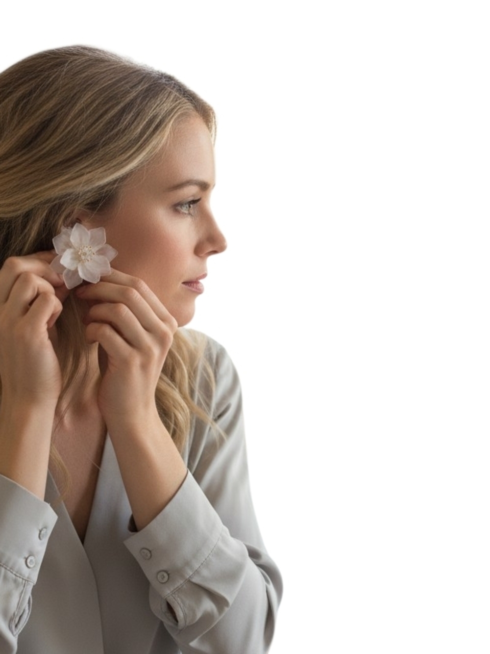 White Floral Statement Earrings
